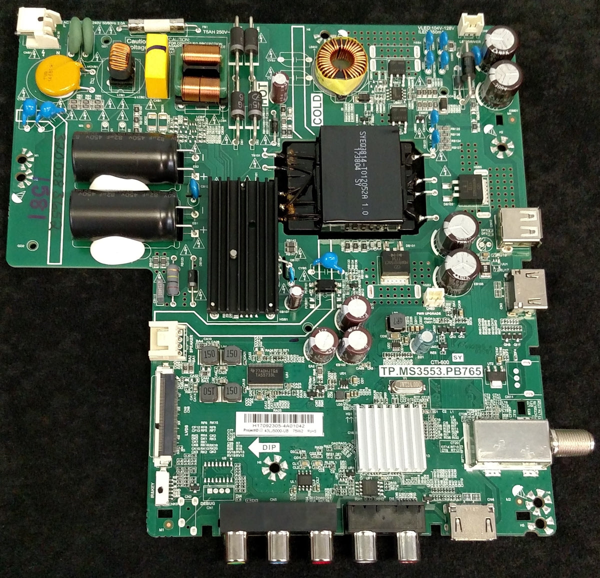 3200383652 LG Main Board / Power Supply, 3200555590, TP.MS3553.PB765, H17092305, 43LJ5000-UB.CUSGLH