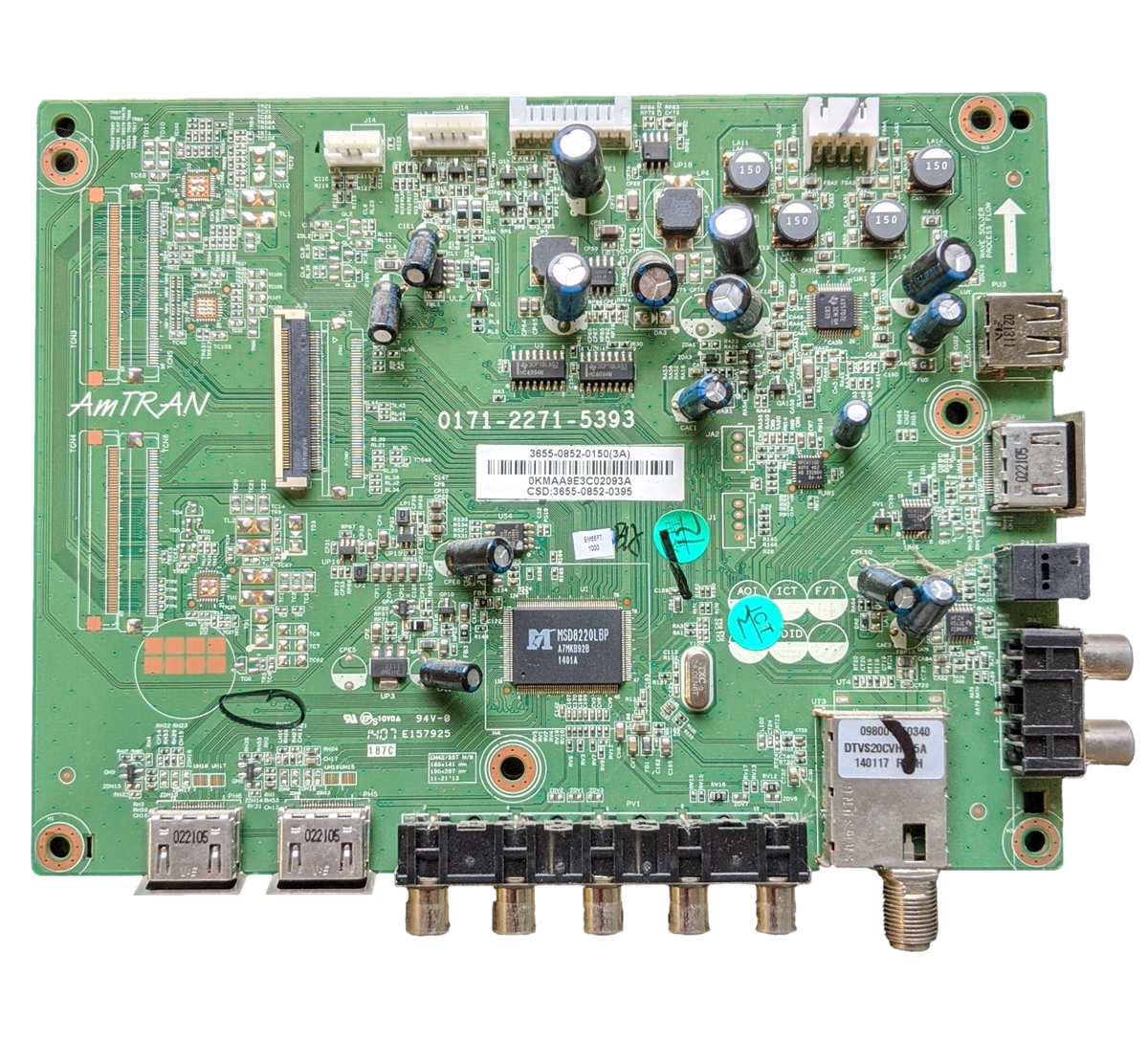 3655-0852-0150 JVC Main Board, 3655-0852-0395, 0171-2271-5393, EM55FT