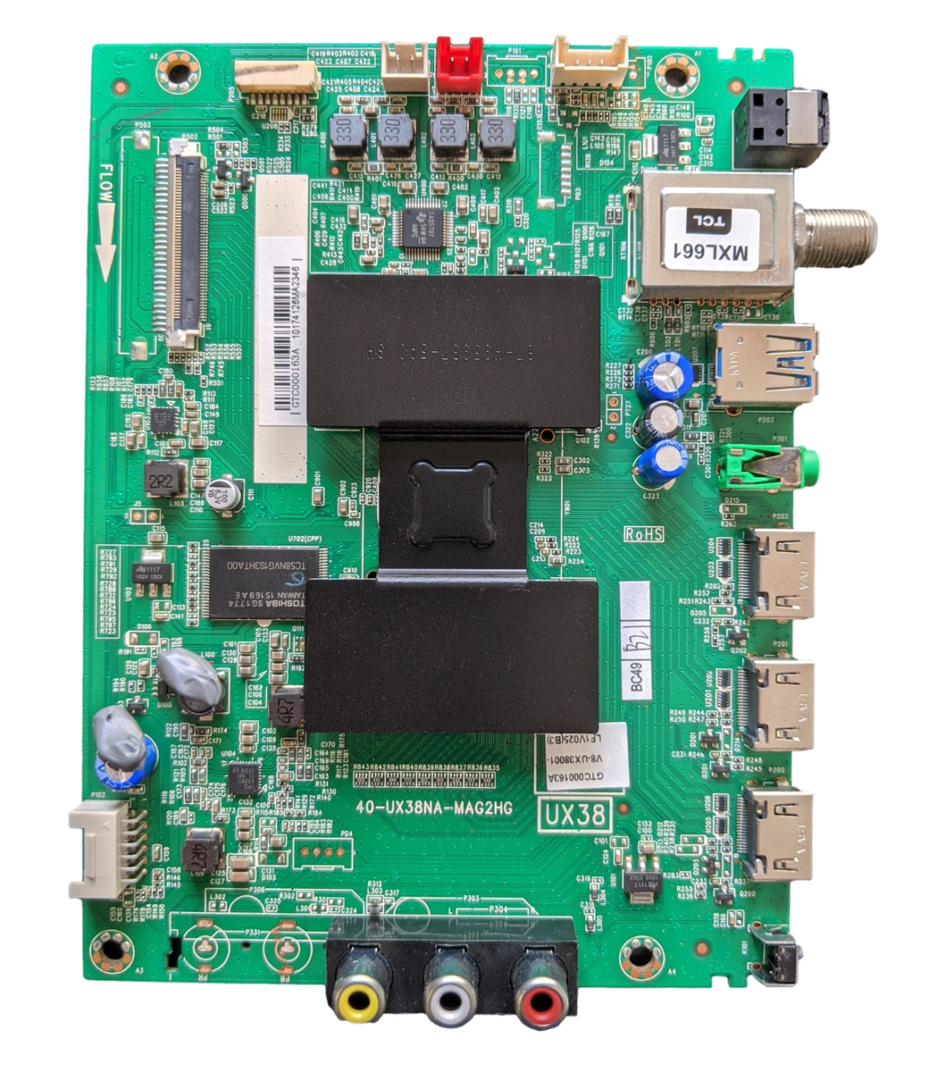 55FS3750TCAA-MAIN TCL Main Board, 40-UX38NA-MAG2HG, GTC000193A, V8-UX38001-LF1V025, GTC000192A, 55FS3750, 55FS3750TCAA