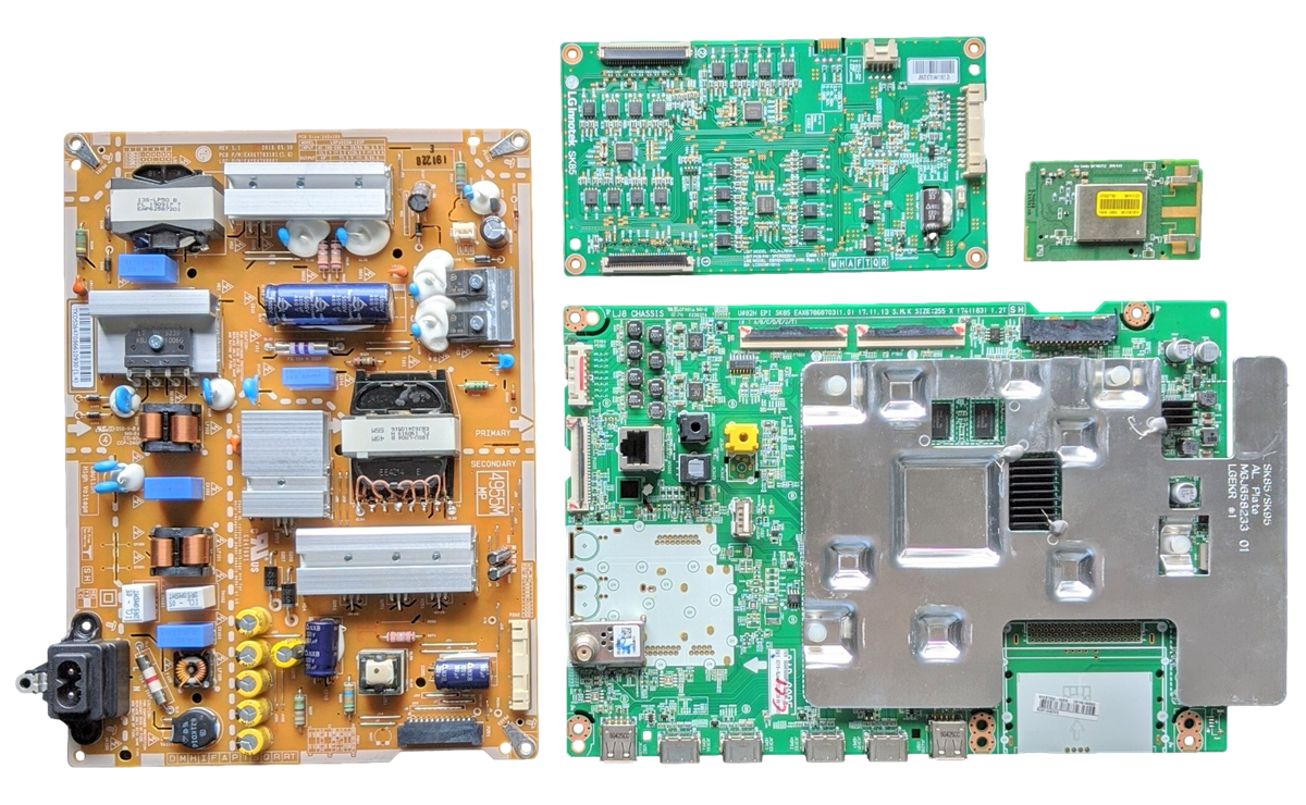 55SK9000PUA LG TV Repair Parts Kit, EBT65180503 Main Board, EAY64708661 Power Supply, EBR85415501 LED Driver, EAT63377302 Wifi, 55SK9000PUA