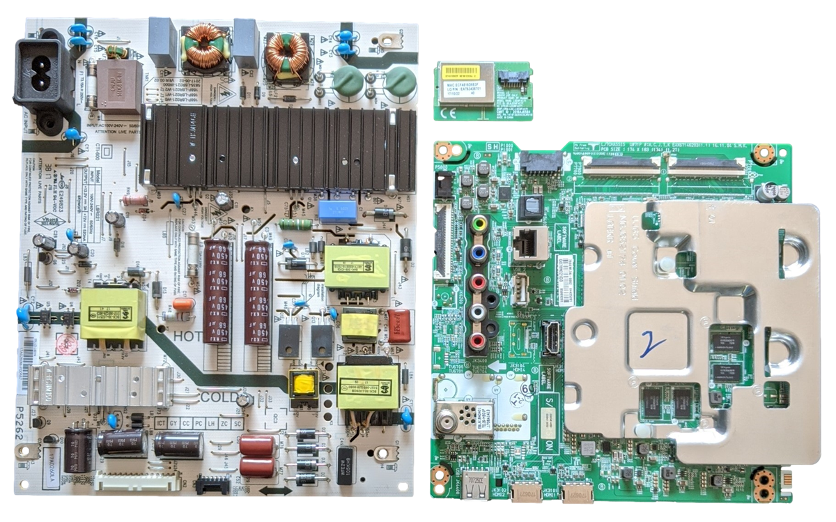 55UJ6200-UA LG TV Repair Parts Kit, EBT64425201 Main Board, COV34395001 Power Supply, EAT63435701 Wifi, 55UJ6200-UA