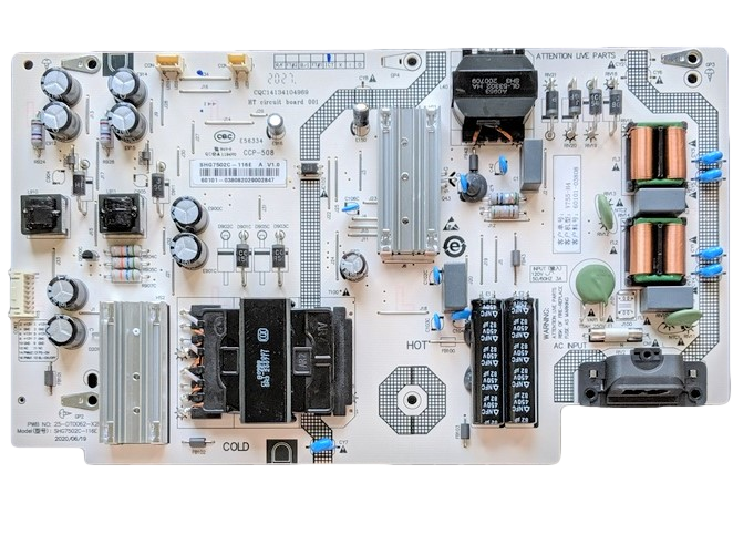 60101-03808 Vizio Power Supply, SHG7502C-116E, 25-DT0062-X2P1, E56334, V755-H4