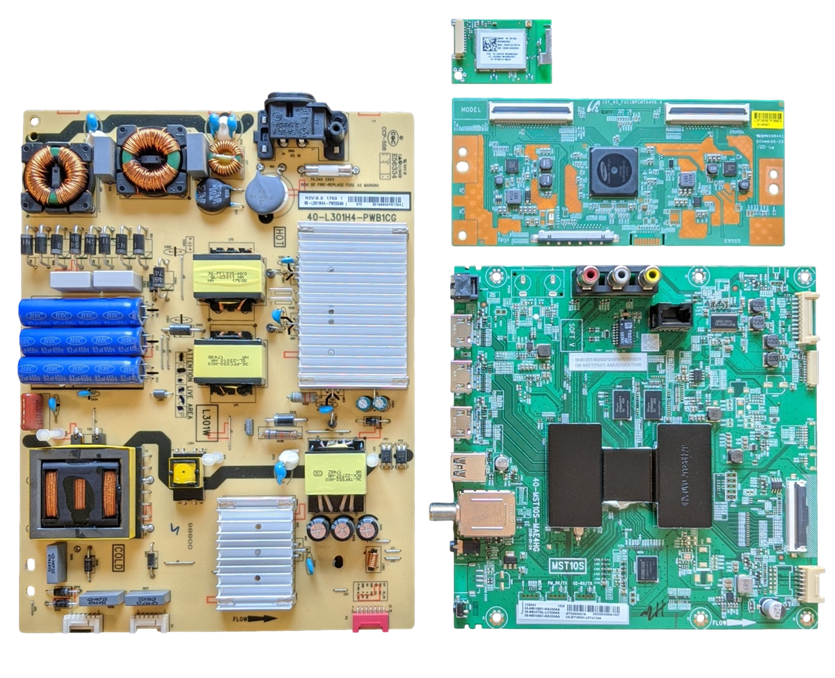 65S403 TCL TV Repair Parts Kit, 08-MS10S01-MA200AA Main Board, 08-L301WA4-PW200AN Power Supply, LJ94-37393E T-Con, 07-TR8812-MA2G Wifi, 65S403, 65S405