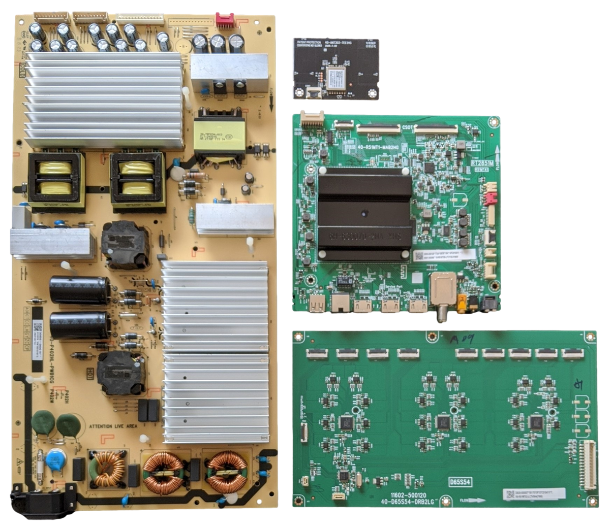 65S546 TCL TV Repair Parts Kit, 30800-000125 Main Board, 30805-000019 Power Supply, 30835-000007 LED Driver, 07-7638BU-MA0G Wifi, 65S546