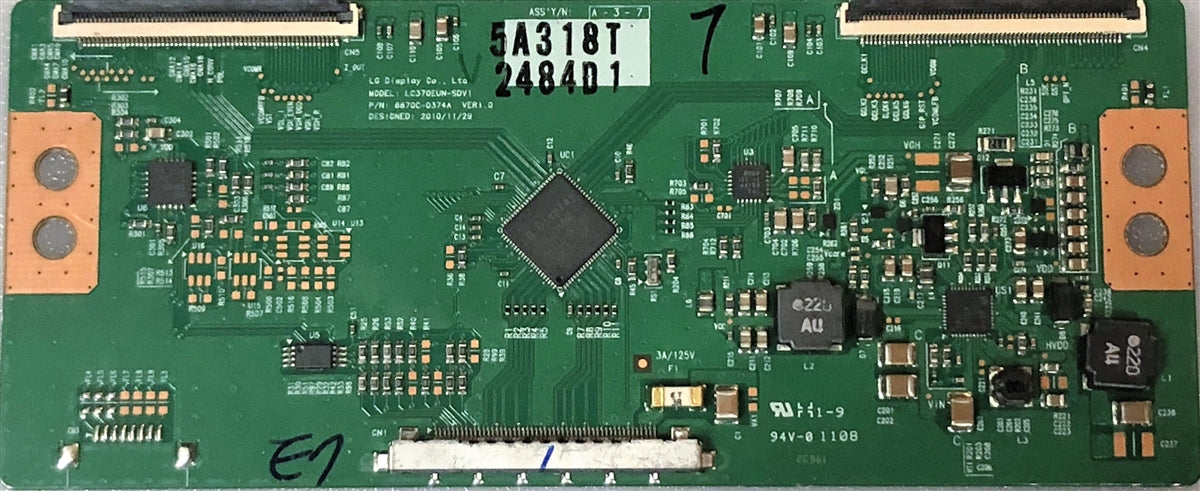 6871l-2484D LG T-Con Board, Timing Control, 6870C-0347A, LC370EUN-SDV1, 37LV3500, 37LV3500-UA