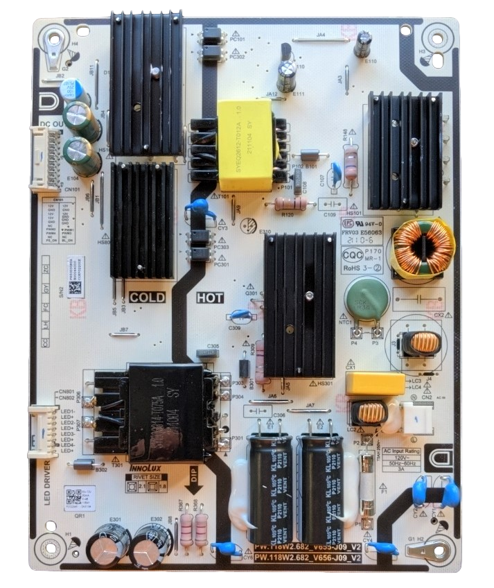 6M04B00044000 Vizio Power Board, B00044000, PW.118W2.682, V655