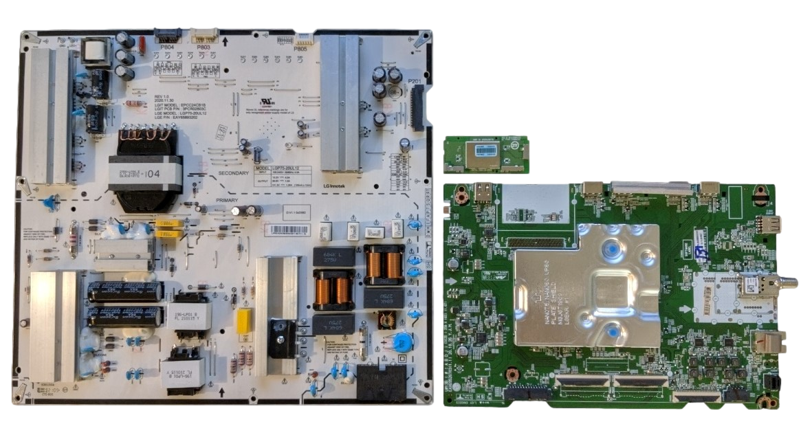 75NANO80UPA LG TV Repair Parts Kit, EBT66649402 Main Board, EAY65893202 Power Supply, EAT65166902 Wifi, BUSFLKR, 75NANO80UPA