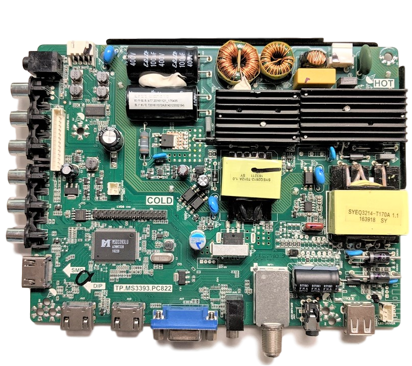 8142123332194 Proscan Main Board, T201611072A, TP.MS3393.PC822, H16112740, HV480FHB-N40, PLDED4897A