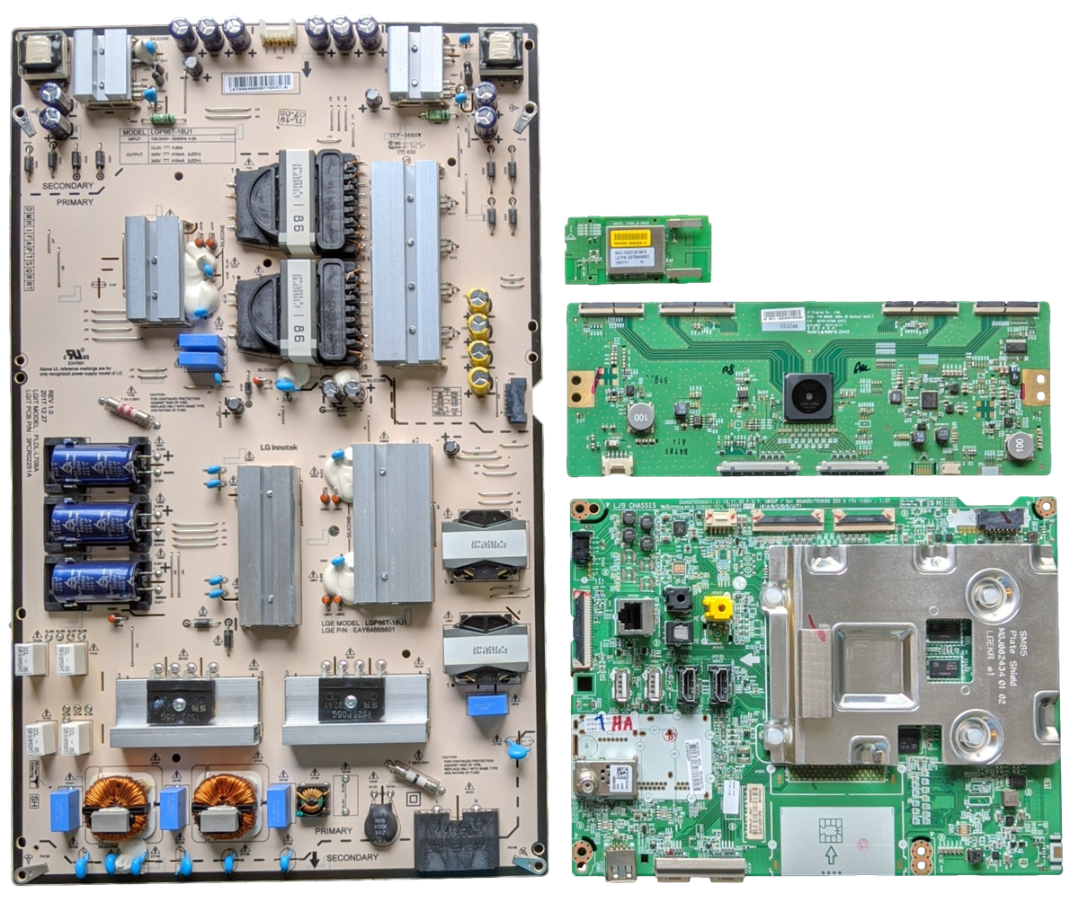 86UM8070PUA LG TV Repair Parts kit, EBT66082801 Main Board, EAY64888601 power Supply, 6871L-5532A T-Con, EAT64454802 Wifi, 86UM8070PUA