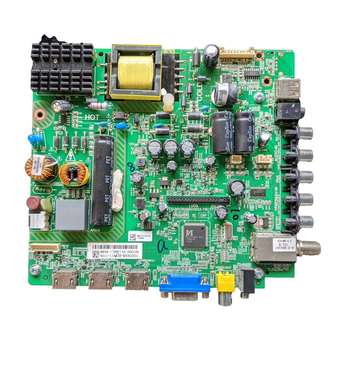 9011-118A38 WBox Main Board, MB48-17BBP116-000195, 0E-43LED