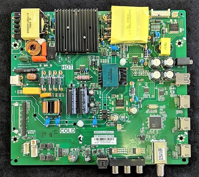 B17062360 Hitachi Main Board / Power Supply, 3MS553LCBNA.01, TP.MS3553.PC783, 02-SQ253A-C002, 49E30A