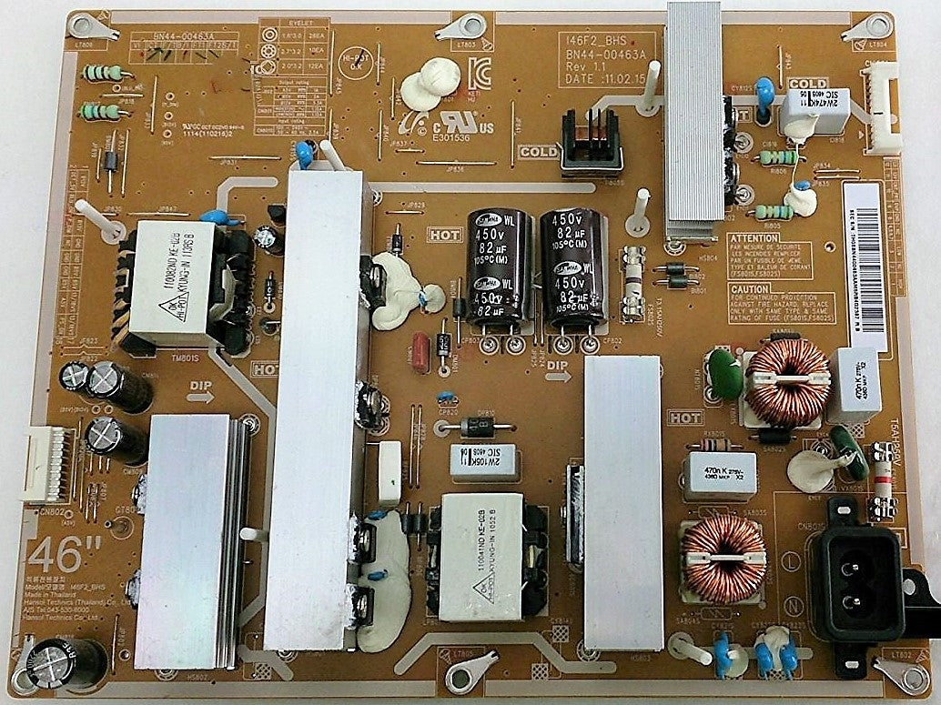 BN44-00463A Samsung Power Supply, I46F2_BHS, LN46D610M4FXZA, LN46D630M3FXZA, LN46E550F6FXZA