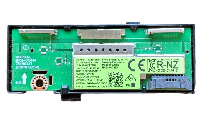 BN59-01333A Samsung Wifi Board, BN81-19682A, BN81-19742A, BN81-19927A, QN50LS03TAFXZA, QN82Q800TAFXZA, QN75LS03TAFXZA, QN65LS03TAFXZA, QN65Q800TAFXZA, QN43LS03TAFXZA