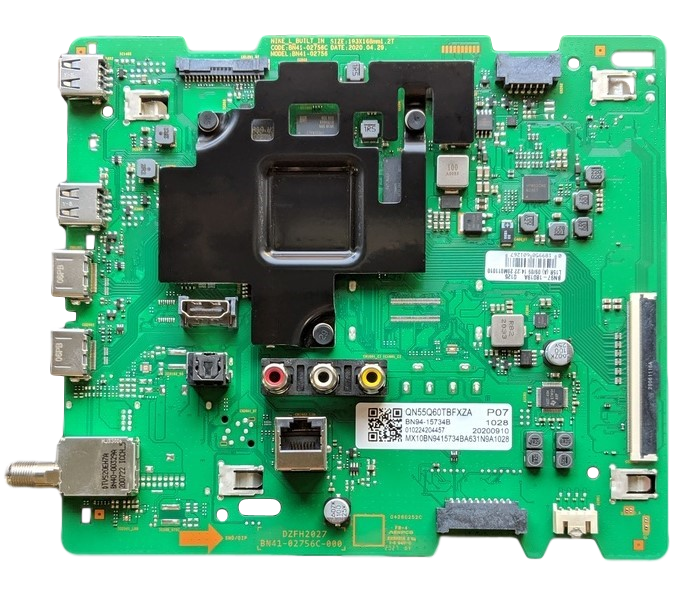 BN94-15734B Samsung Main Board, BN41-02756C, BN97-18019A, CD02, QN55Q60TAFXZA, QN55Q6DTAFXZA