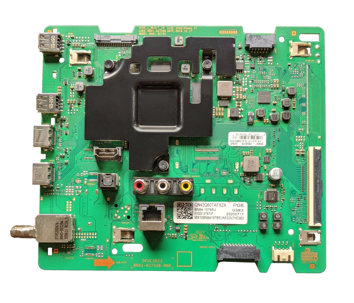 BN94-15785U Samsung Main Board, BN97-16597X, BN41-02756B, QN43Q60TAFXZA, QN43Q60TBFXZA, QN43Q6DTAFXZA