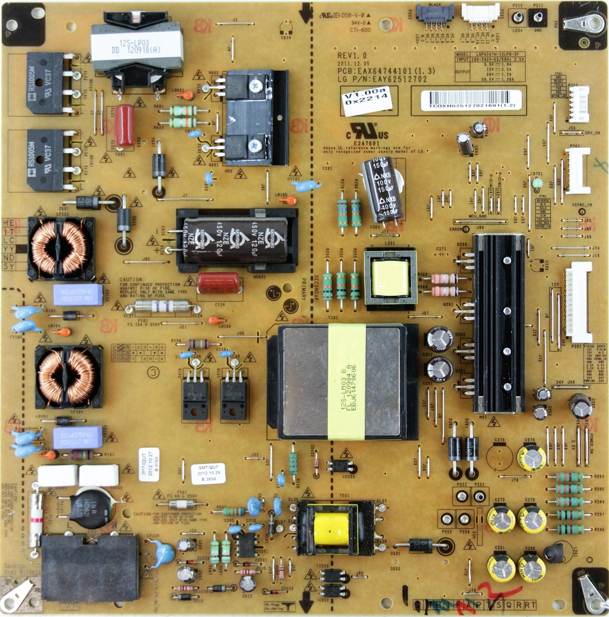 EAY62512702 LG Power Supply, PLDF-L101B, 3PAGC10088A-R, EAX64744101(1.3), 47LM6700-UA, 47LM7600-UA, 47LM8600-UC