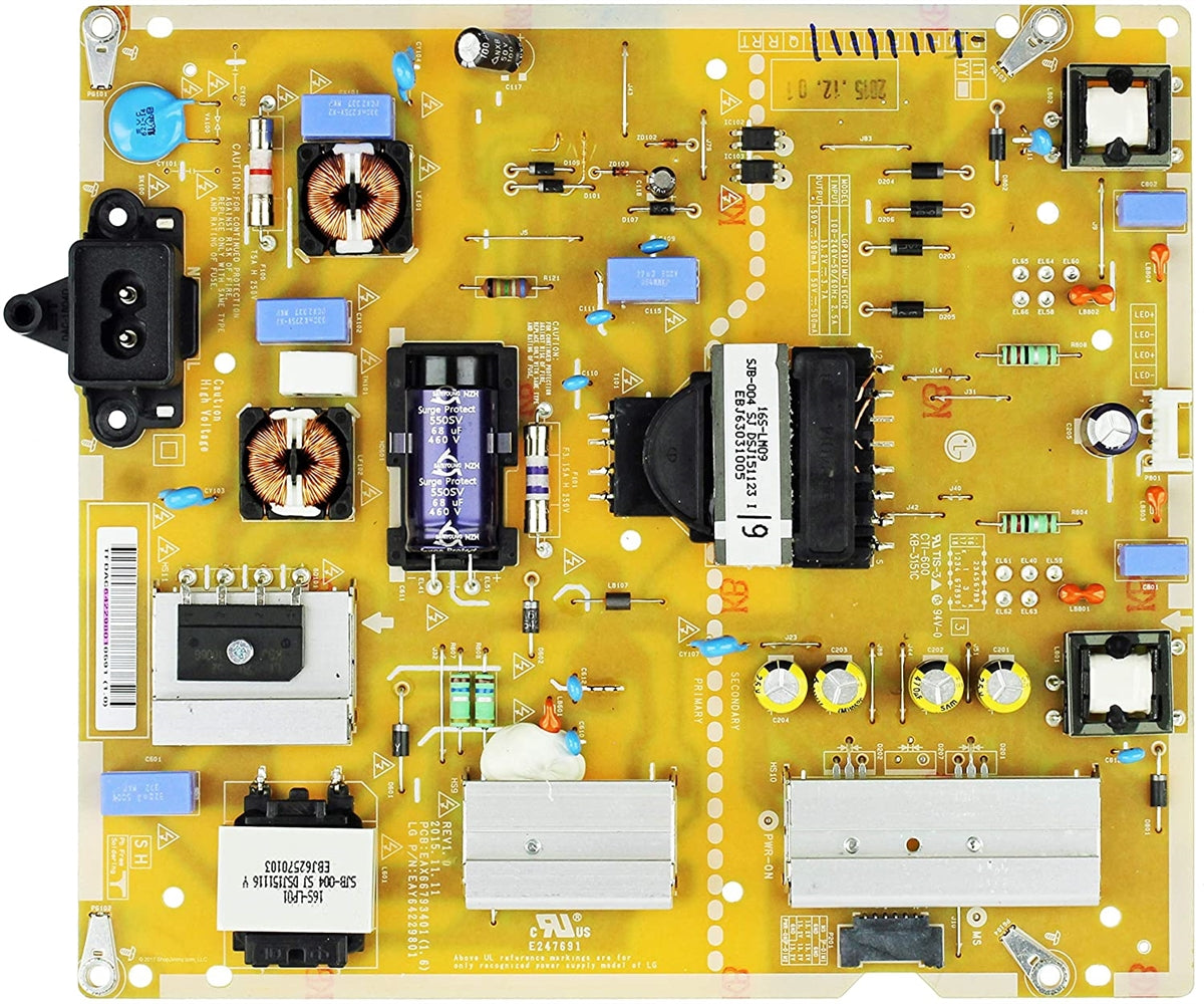 EAY64229801 LG Power Supply, EAX66793401(1.6), LGP49DIMU-16CH2, 49UH6500-UB, 49UH6500-UB BUSWLJR, 49UH6500-UB BUSZLJR