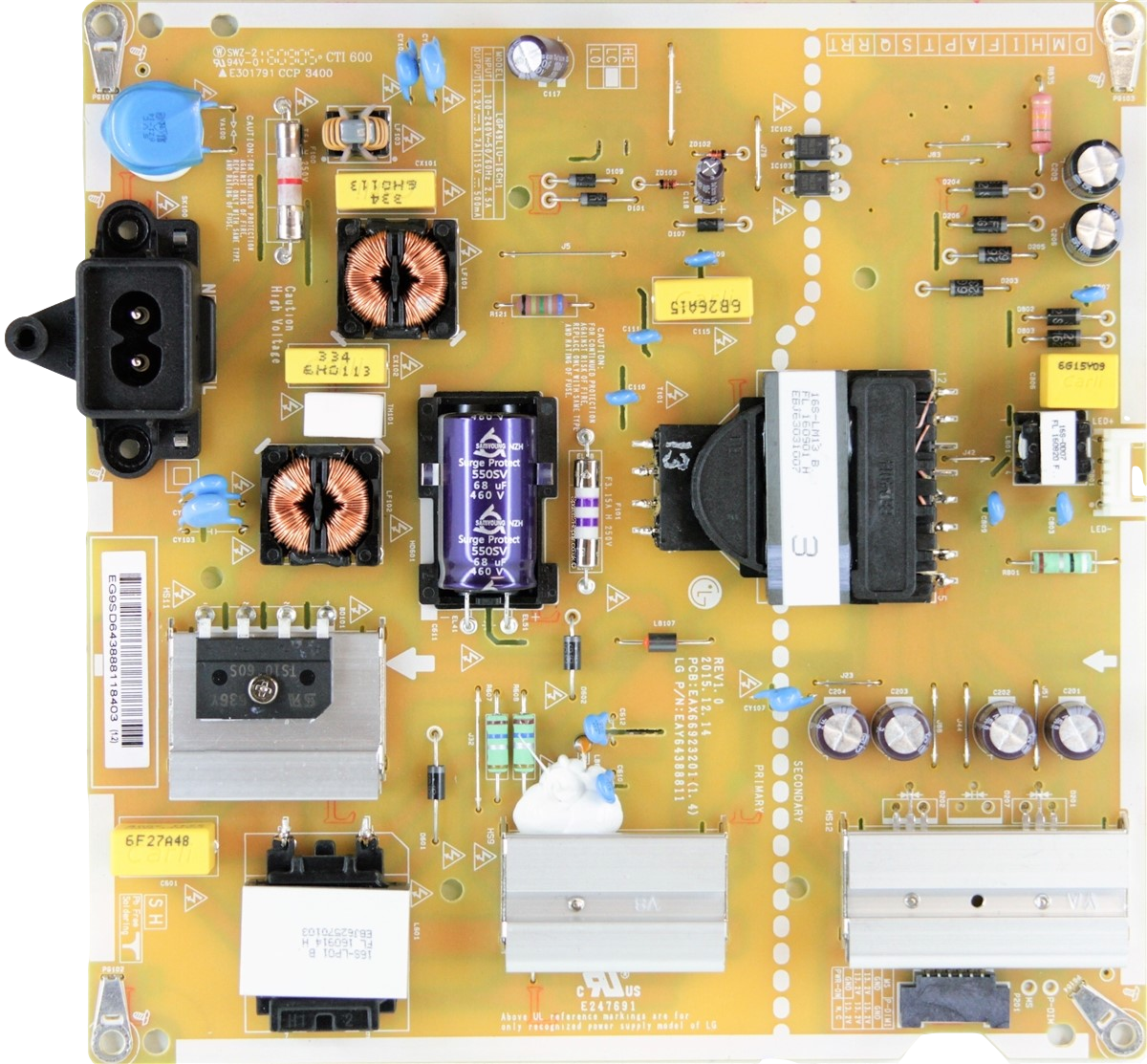 EAY64388811 LG Power Supply, EAX66923201(1.4), LGP49LIU-16CH, E247691, EAX66923201(1.4), 49UH6100-UH, 49UH6100-UH.BUSFLOR, 49UH6090-UJ, 49UH6030-UD, 49UH610A-UJ