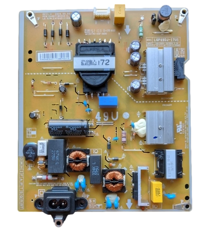 EAY64511108 LG Power Supply, EAX67189202(1.0), LGP49DJ-17U1, 49UT640S0UA