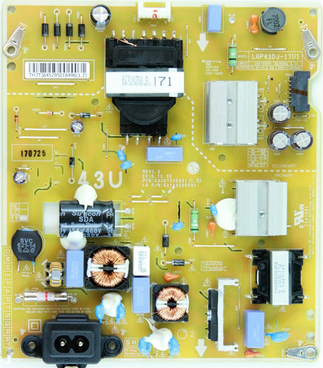 EAY64529501 LG Power Supply, EAX67209001(1.5), 43UJ6300, 43UK6300PUE, 43LJ5500-UA, 43UK6090PUA, 43UM6910PUA, 43UM6950DUB, 43UN6950ZUA, 43UN7000PUB