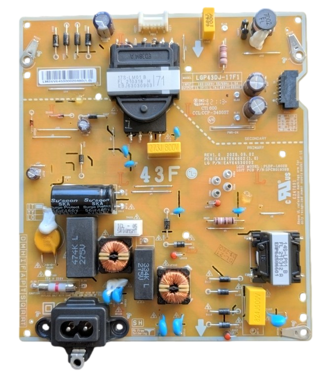 EAY64530002 LG Power Supply, EAX67264002(1.0), LGP43DJ-17F1, 43LM5700PUA