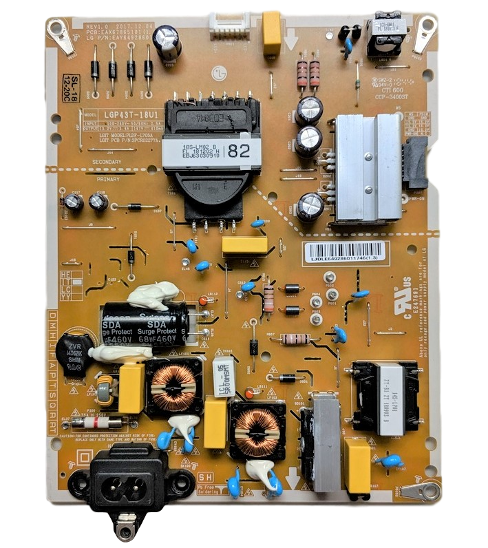 EAY64928601 LG Power Supply, EAX678651011(1.6), LGP43T-18U1, 43UK6500AUA