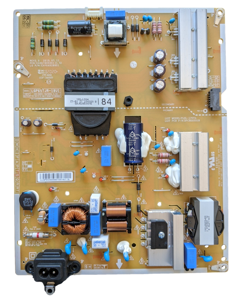 LG 電源ユニット LGP65-19UL6 EAY64928801 LG Power Supply, EAX67805001(1.4), LGP65TJR-18U1
