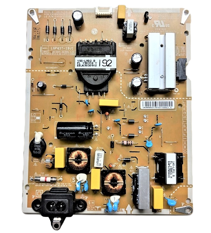 EAY65170101 LG Power Supply, EAY65170101, LGP43T-19U1, EAX68304101(1.7), 43UM7300PUA, 43UM7300AUE