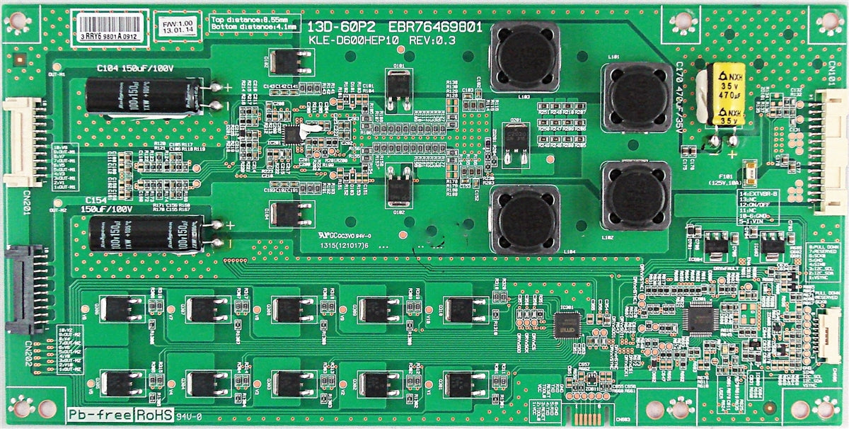 EBR76469801 LG LED DRIVER, 13D-60P2, KLE-D600HEP10 REV: 0.3, 60LA7400-UA