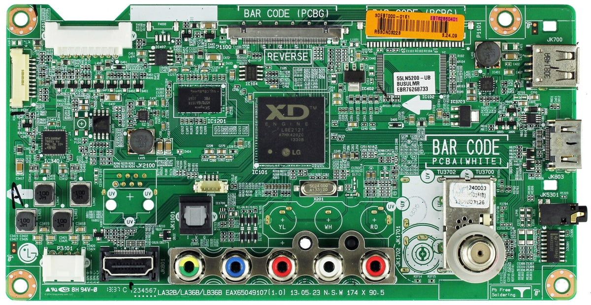 EBT62860401 LG Main Board, EAX65049107(1.0), 55LN5200-UB, 55LN5200-UB.BUSULMR