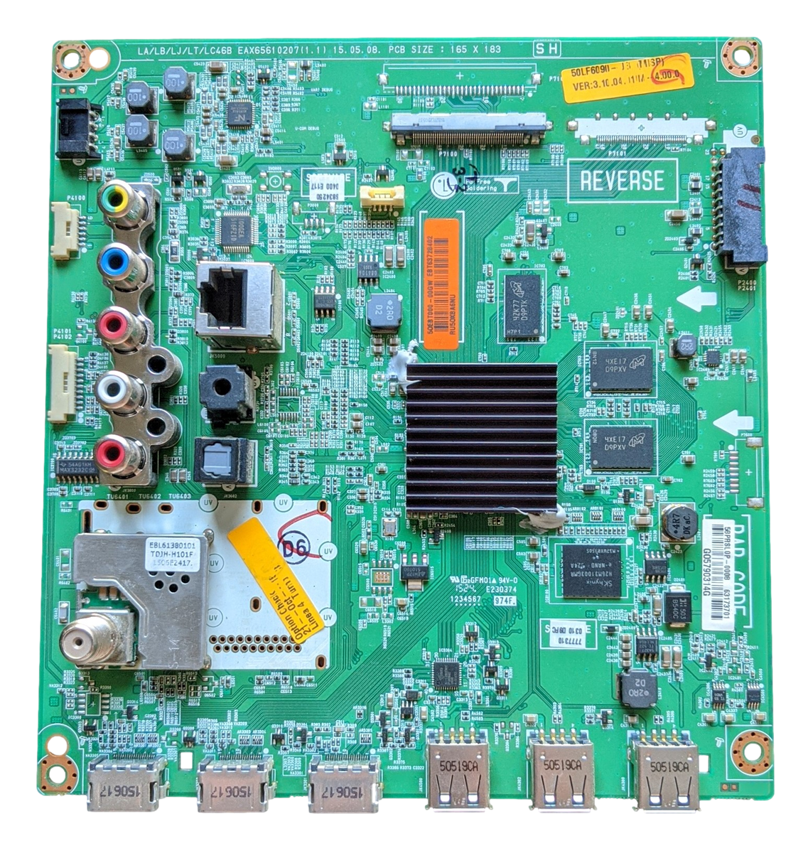 EBT63728402, LG Main Board, EAX65610207 (1.1), 50LF6090-UB