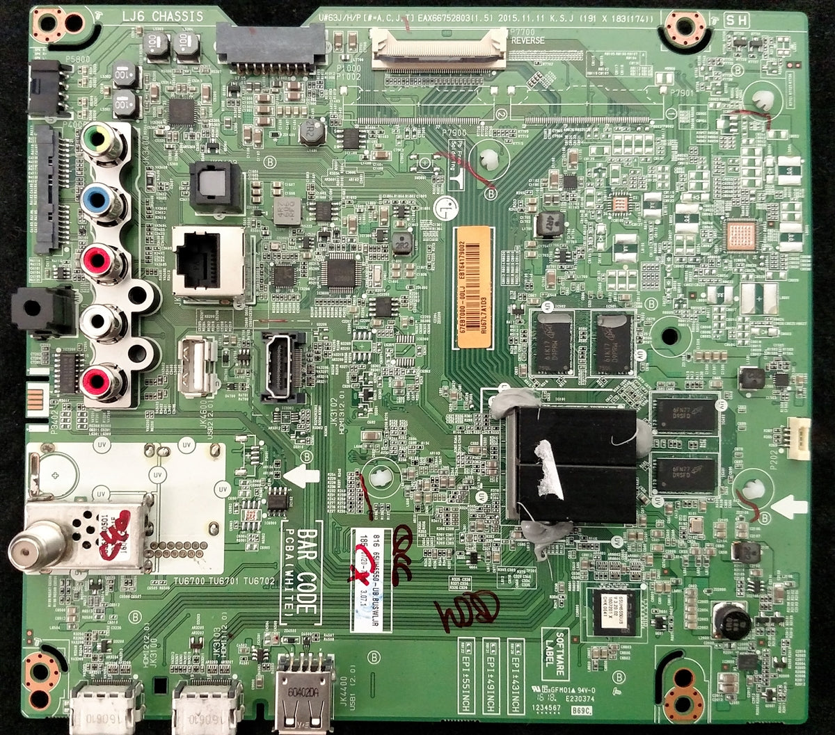 EBT64179002 LG Main Board, EAX66752803(1.5), CBR35314701, 65UH6550-UB, 65UH6550-UB BUSWLJR