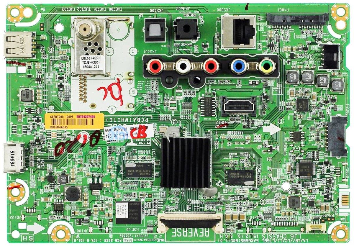 EBT64297430 LG Main Board, EAX66851605(1.0), 66EBT000-00PE, 49LH5700-UD, 49LH5700-UD BUSGLOR, 49LH5700-UD BUSGLJR