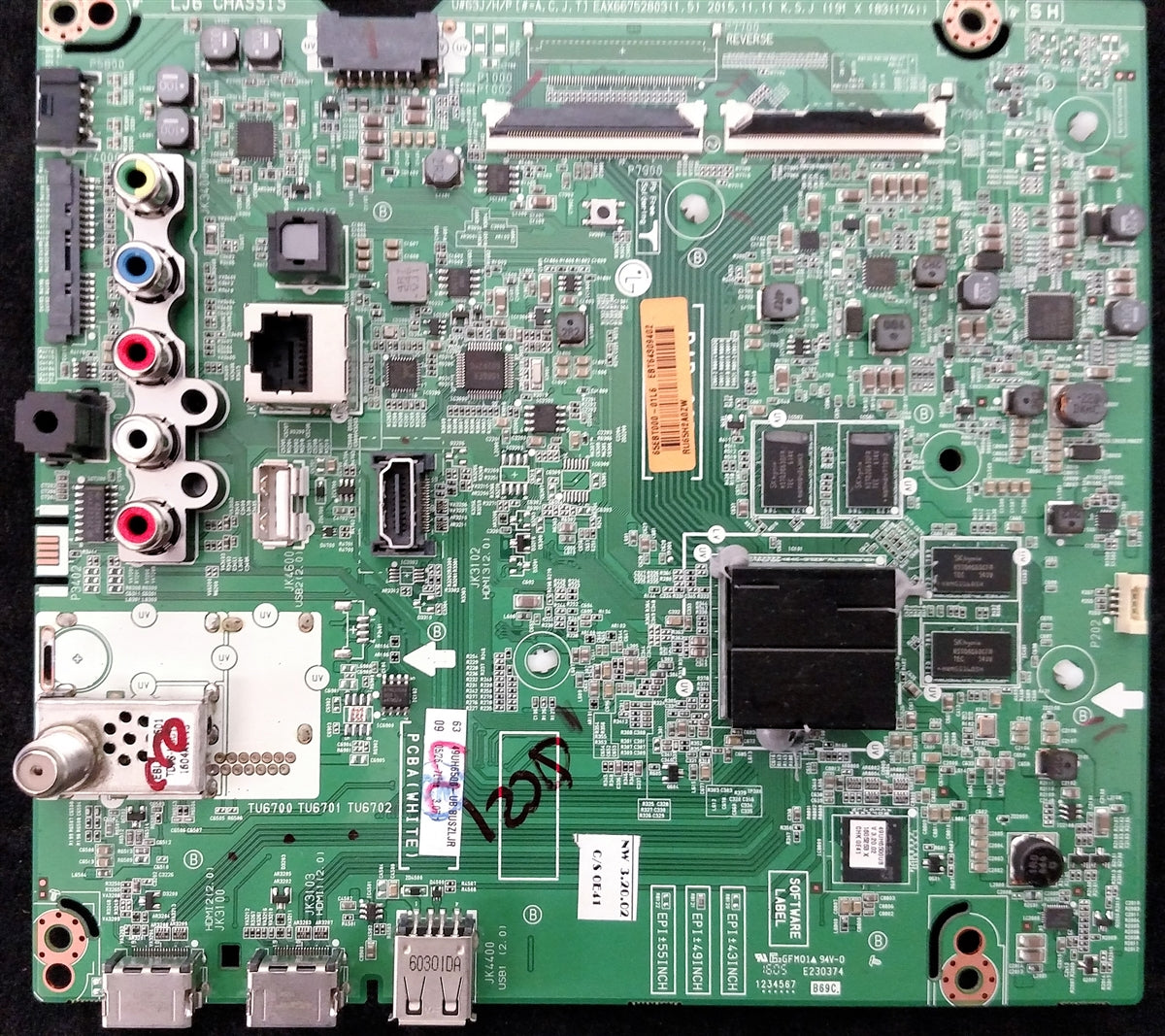 LG-49UH6500 2016年製の基盤セット EBT64309402 LG Main Board, EAX66752803(1.5), EPI 49INCH, 49UH6500