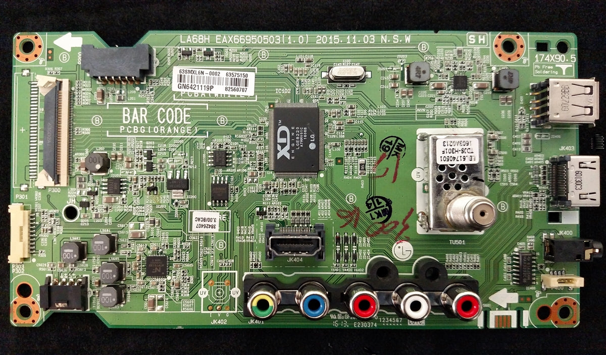 EBU63575150 LG Main Board, EAX66950503(1.0), E230374, 40LH5300-UA, 40LH5300-UA.AUSJLJM