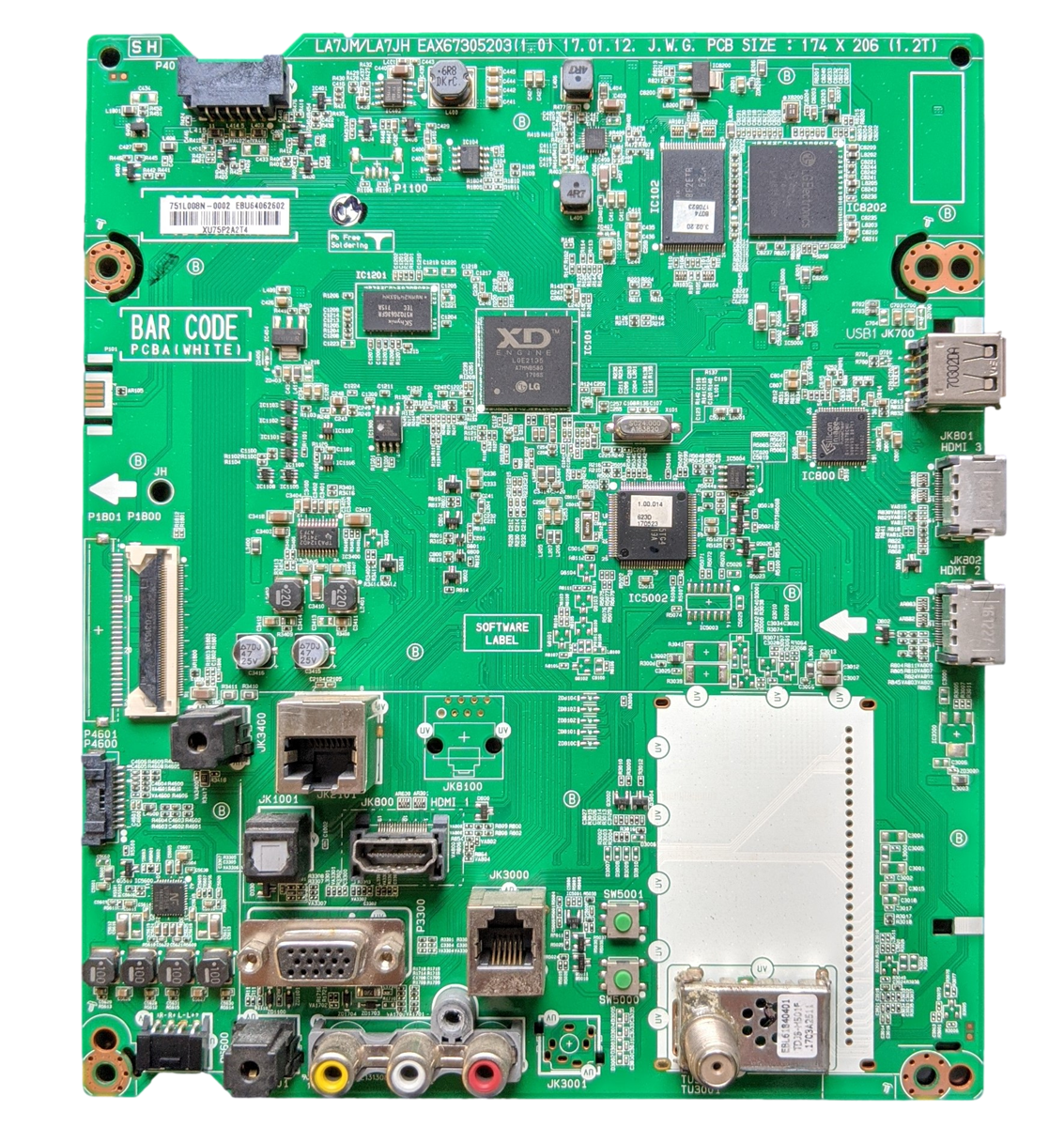 EBU64062602 LG Main Board, EAX67305203(1.0), 64062602, 43LV560H-UA, 43LV560H-UA.BUSYLJM