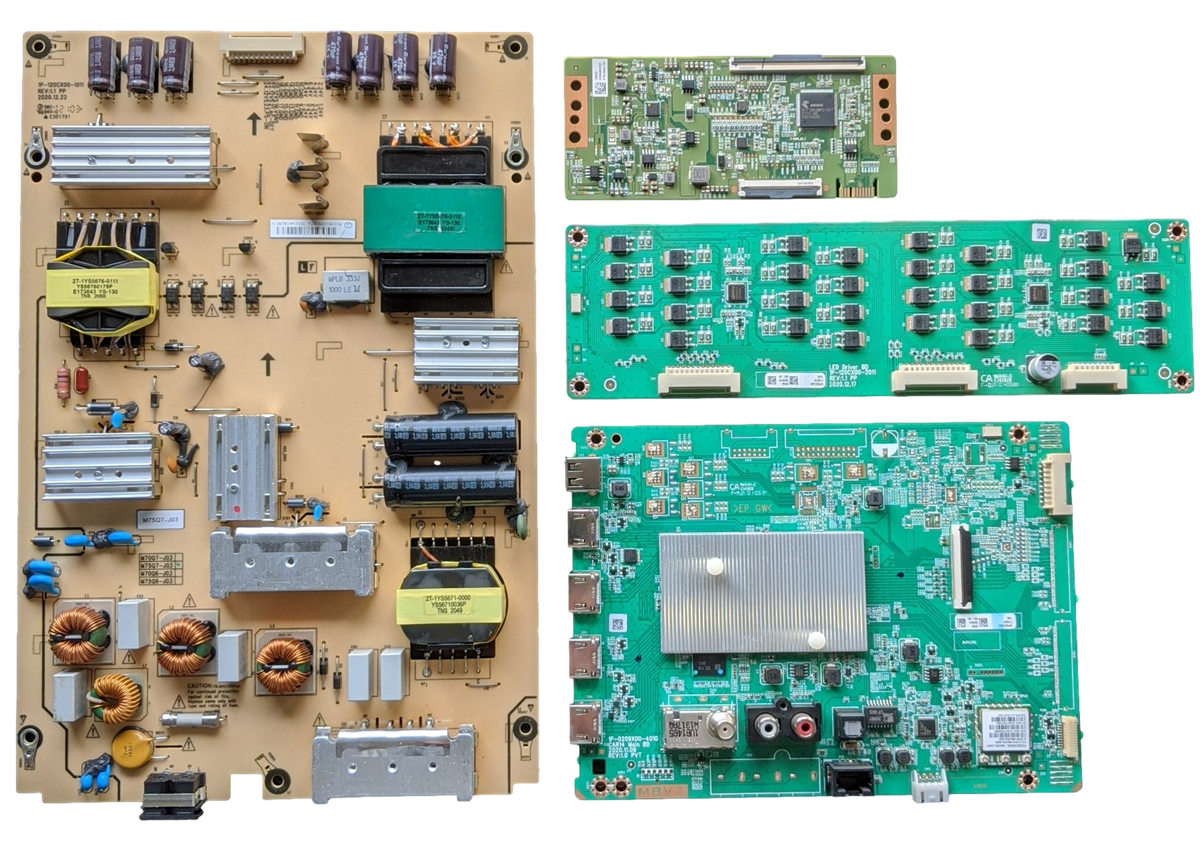 M75Q7-J03 Vizio TV Repair Parts Kit, Y8389622B Main Board, 09-70CAR170-00 Power Supply, K0042HVZZ T-Con, 1P-120CX00-2011 LED Driver, M75Q7-J03