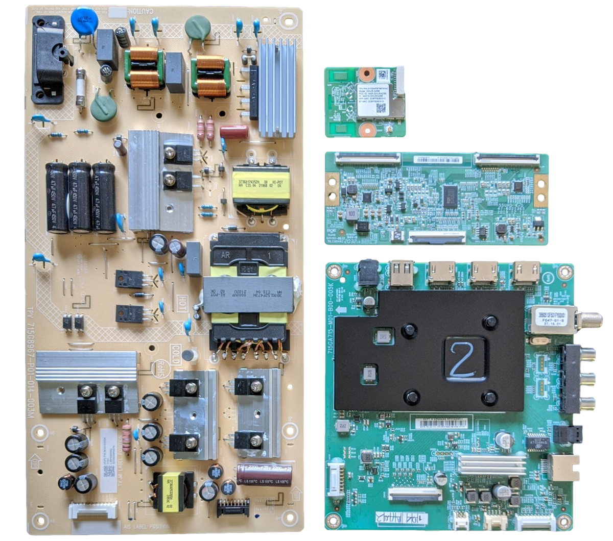 NS-55F301NA22 Insignia TV Repair Parts Kit, 756TXKCB02K081 Main Board, PLTVLW321XXGK Power Supply, HV550QUB-F70 T-Con, 317GWFBT667WNC Wifi, NS-55F301NA22