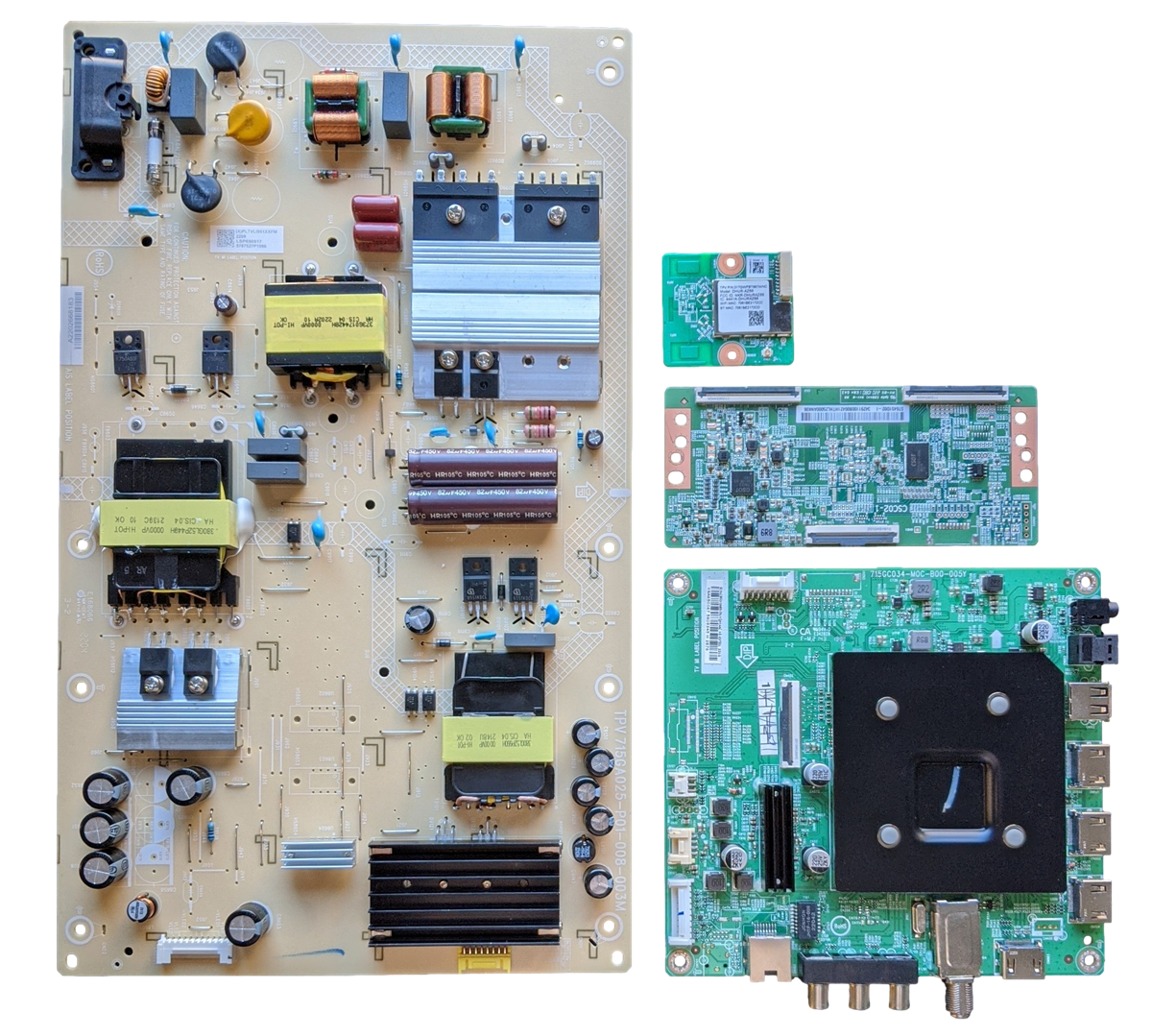 NS-65F501NA22 Insignia TV Repair Parts Kit, 756TXLCB02K068 Main Board, PLTVLI951XXFM Power Supply, 34.29110.0B0 T-Con, 317GWFBT667WNC Wifi, NS-65F501NA22