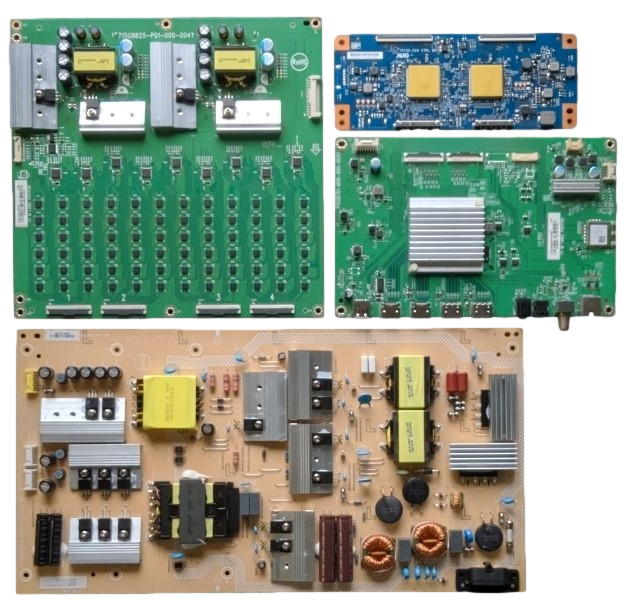 P65Q9-J01 Vizio TV Repair Parts Kit, 756TXLCB02K027 Main Board, ADTVK1828AA8 Power Supply, 55.65T55.C31 T-Con, LNTVKI12ZXAF9 LED Driver, P65Q9-J01