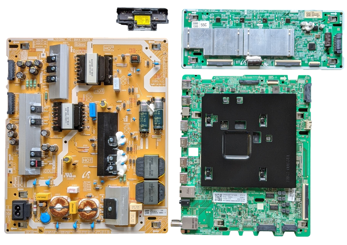 QN55Q80TAFXZA Samsung TV Repair Parts Kit, BN94-15684U Main Board, BN44-01051A Power Supply, BN44-01046B LED Driver, BNB59-01339A Wifi, QN55Q80TAFXZA