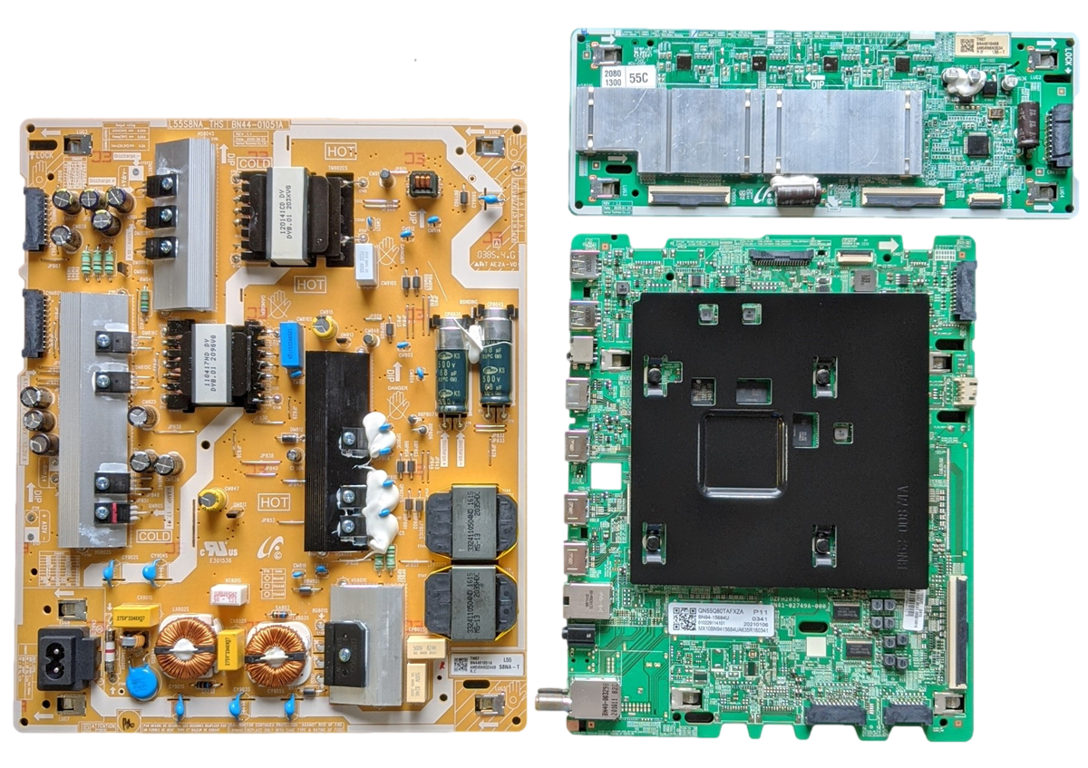 QN55Q80TAFXZA Samsung TV Repair Parts Kit, BN94-15684U Main Board, BN44-01051A Power Supply, BN44-01046B LED Driver, QN55Q80TAFXZA