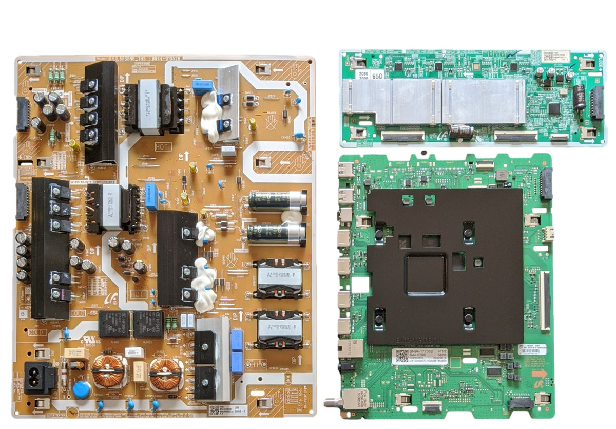 QN65Q80BAFXZA Samsung TV Repair Parts Kit, BN94-17736D Main Board, BN44-01052B Power Supply, BN44-01046D LED Driver, BA01, BD02, QN65Q80BAFXZA