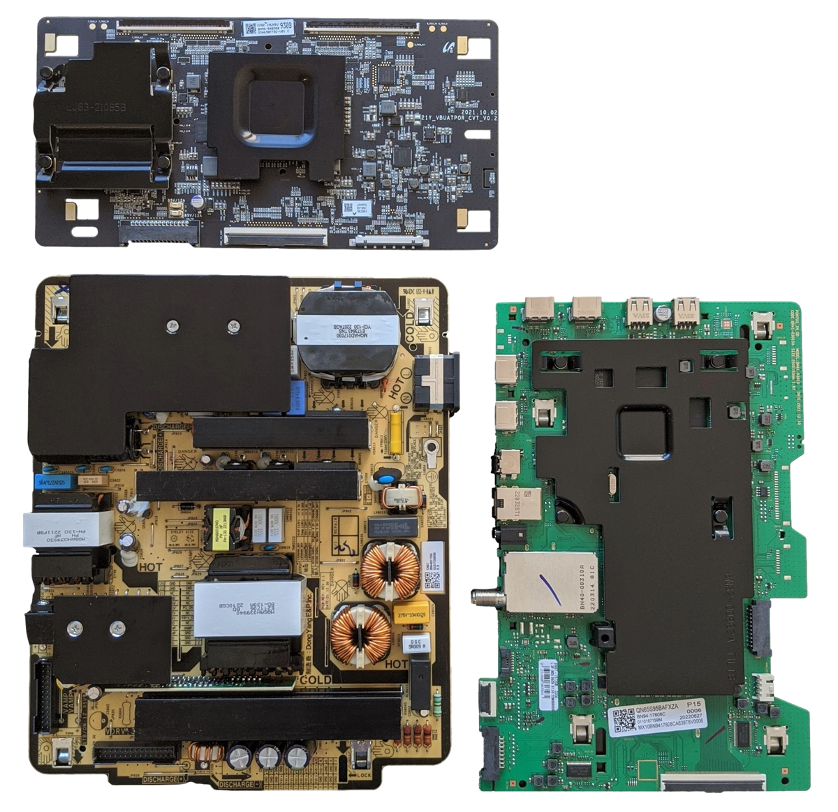 QN65S95BAFXZA Samsung TV Repair Parts Kit, BN94-17608C Main Board, BN44-01170A Power Supply, BN96-54038B T-Con, BN59-01405A Wifi, QN65S95BAFXZA