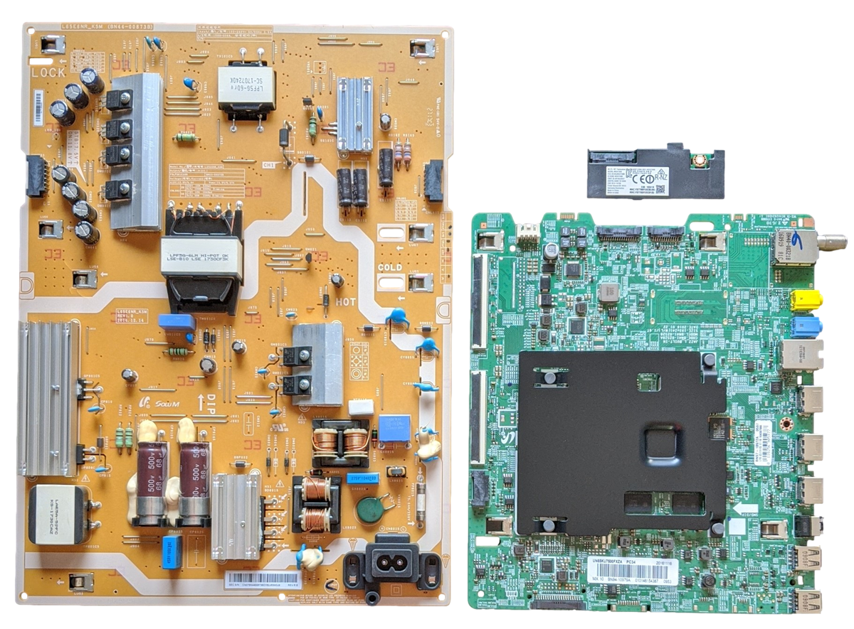 UN65KU7500FXZA Samsung TV Repair Parts Kit, BN94-10979A Main Board, BN44-00873B Power Supply, BN59-01239A Wifi, UN65KU7500FXZA, UN65KU7500FXZA FA01