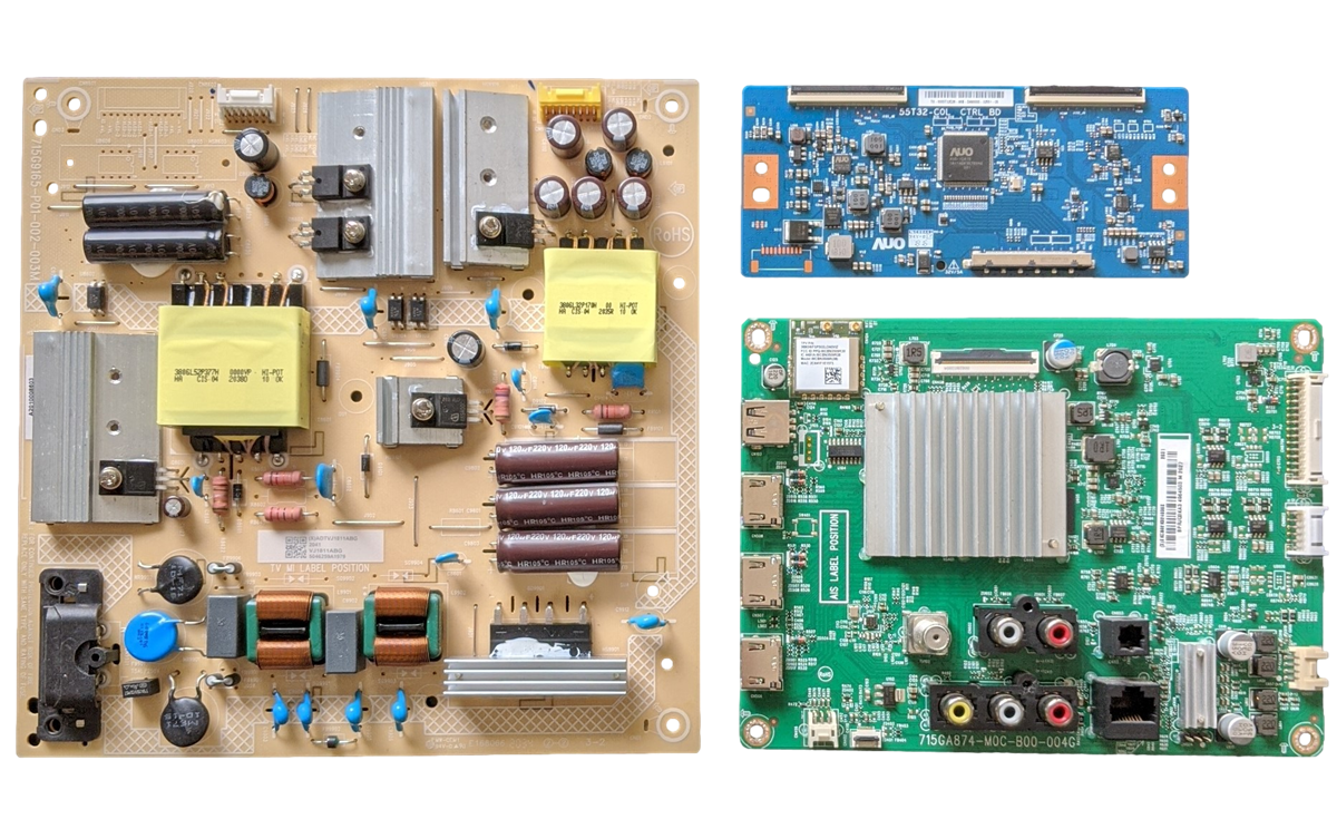 V555-H11 Vizio TV Repair Parts Kit, 756TXKCB02K024 Main Board, ADTVJ1811ABG Power Supply, 55.55T32.C28 T-Con, V555-H1, V555-H11