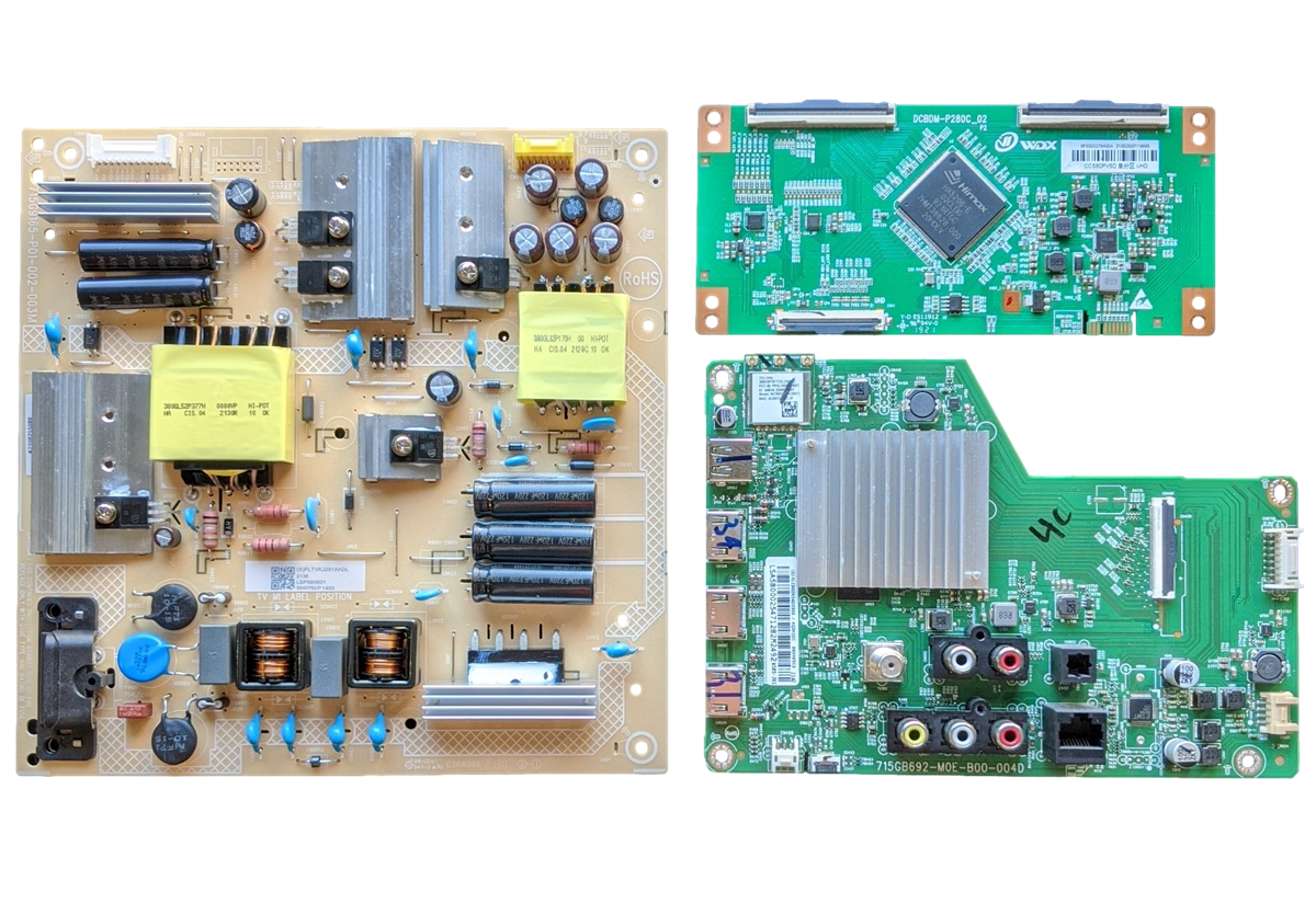 V585-J01 Vizio TV Repair Parts Kit, 756TXLCB02K042 Main Board, PLTVKJ291XALD Power Supply, CC580PV5D T-Con, V585-J01