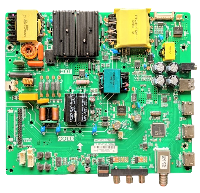 X490153 Hitachi Main Board, B17030811, 3MS553LCBNA.01, TP.MS3553.PC783, 02-SQ253A-C002000, 49E30