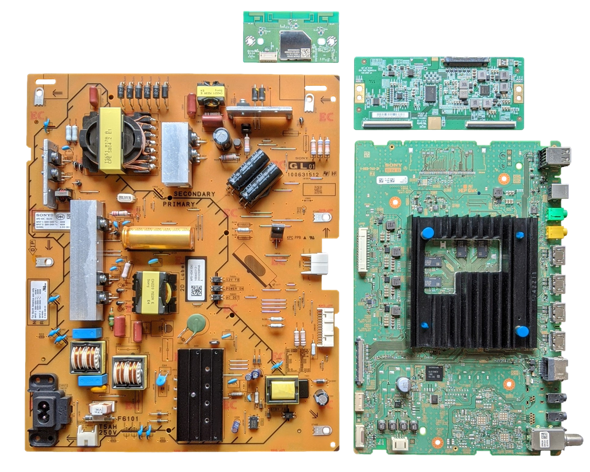 XBR-55X800H Sony TV Repair Parts Kit, A-5015-318-A Main Board, 1-004-422-12 Power Supply, 1-007-125-11 T-Con, 1-005-419-11 Wifi, XBR-55X800H, XBR-55X81CH