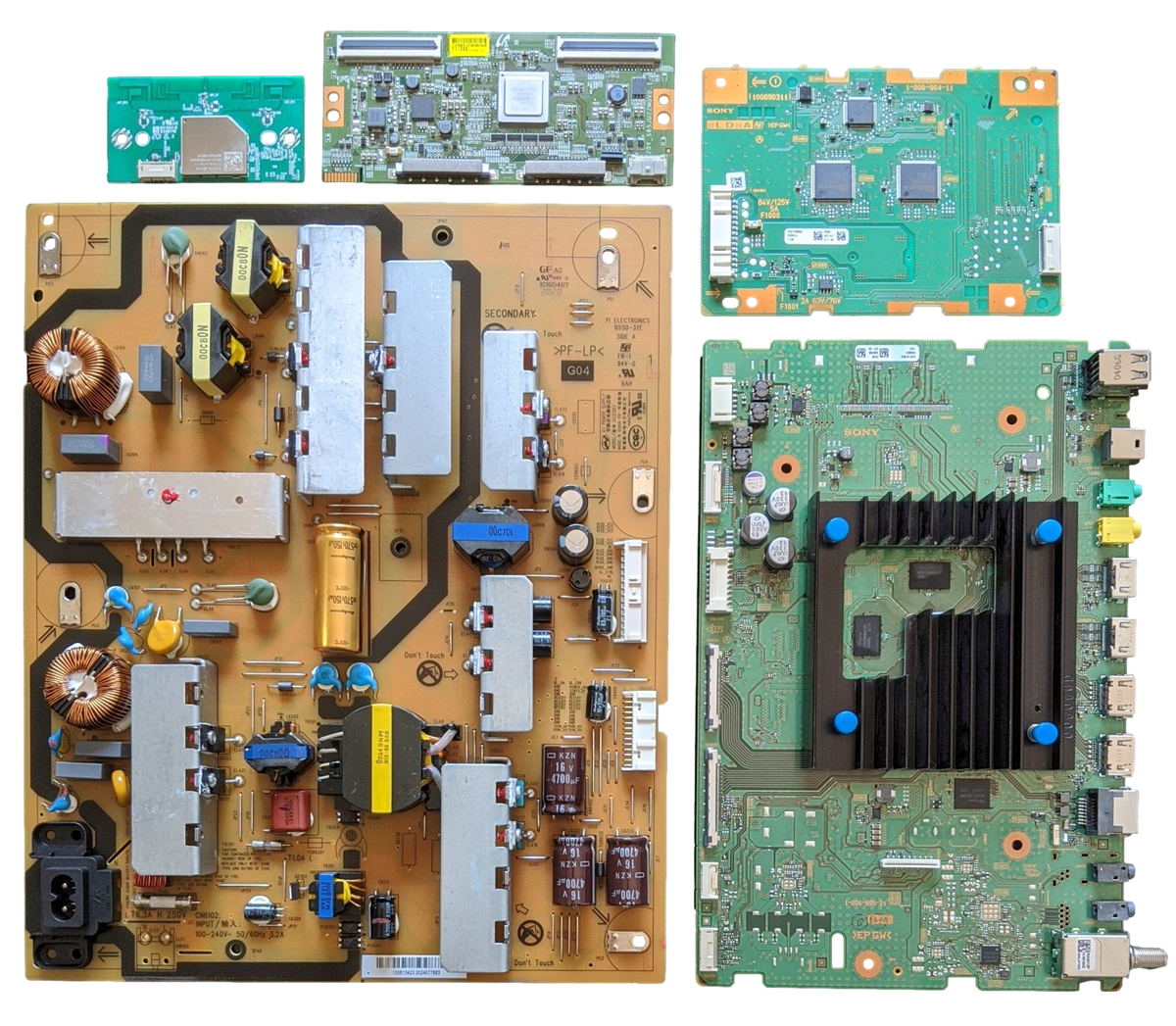 XBR-55X900H Sony TV Repair Parts Kit, A-5014-796-A Main Board, 1-006-134-23 Power Supply, 1-007-573-11 T-Con, A-5012-968-A LED Driver, 1-005-419-11 Wifi, XBR-55X900H